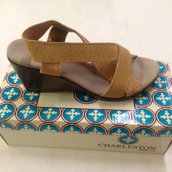 Charleston Shoe Co. Gibbes Metallic Gold Wedges - Picture 2 of 10